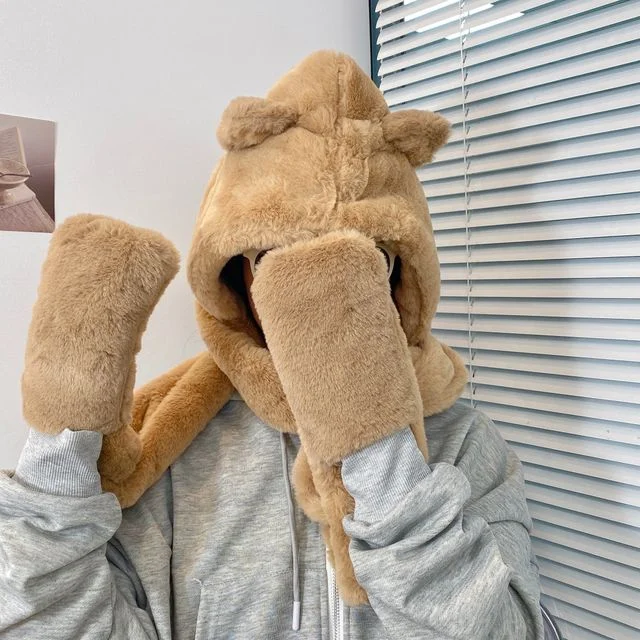 Animal Chenille Hooded Scarf with Mittens / Balaclava (various designs) by Fun House