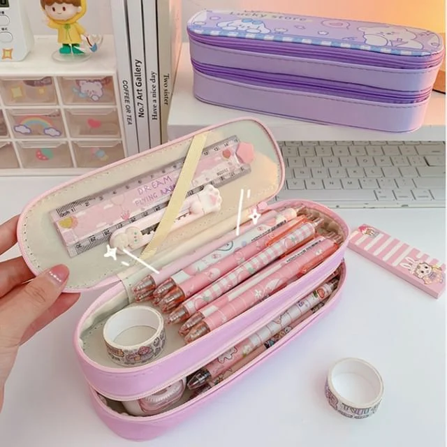 Animal Faux Leather Layered Pencil Case (Various Designs) by Fun House