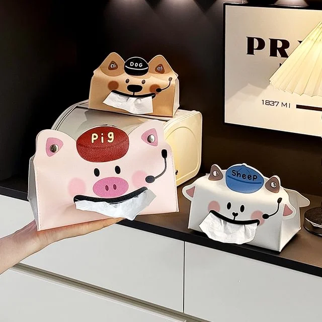 Animal Faux Leather Tissue Cover (Various Designs) by Lazy Corner