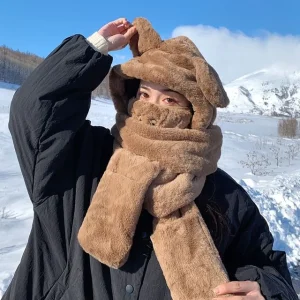 Bear Ear Chenille Hooded Scarf by Home Simply