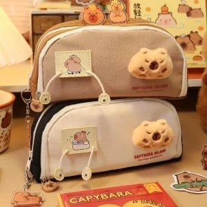 Capybara Canvas Pencil Case / Brooch / Memo Pad / Binder Clip / Keyring / Pen / Highlighter / Memo Pad / Correction Tape / Set (Various Designs) by Momoi