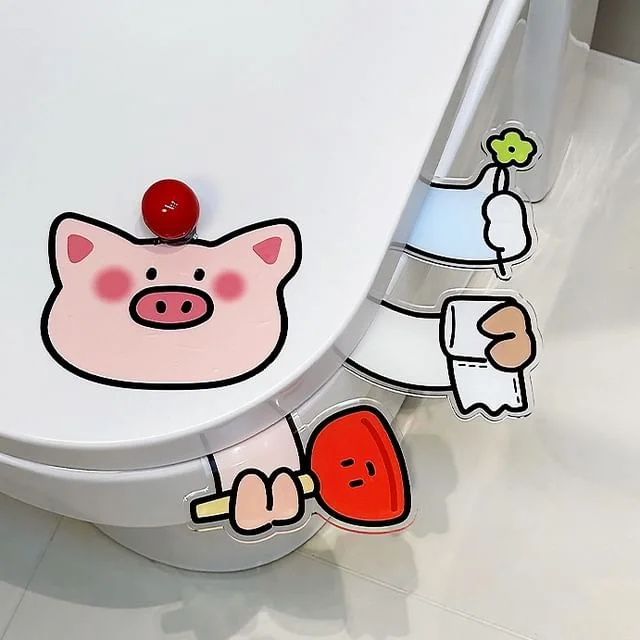 Cartoon Acrylic Toilet Seat Lifter (Various Designs) / Set by Lazy Corner