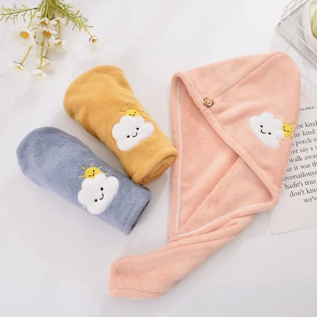 Cloud Coral Fleece Quick Dry Hair Towel by Home Simply