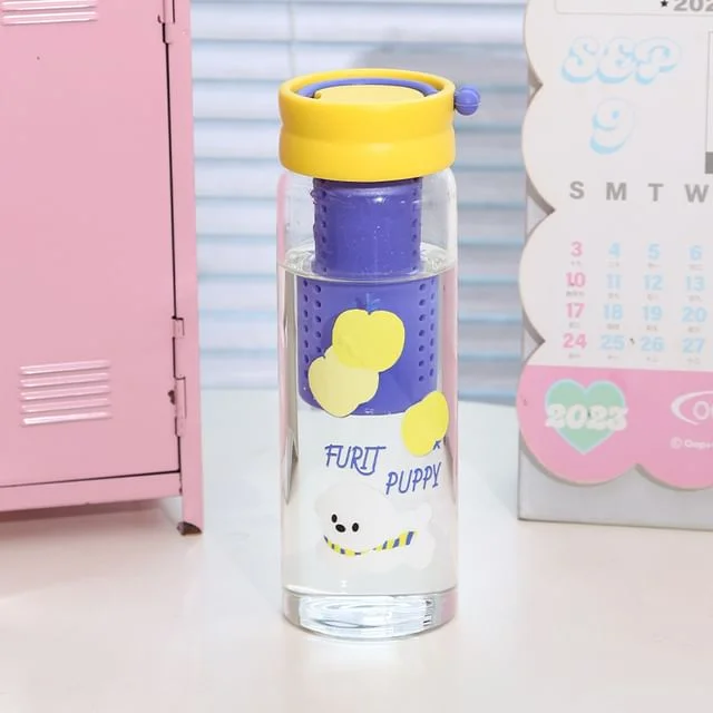 Dog Glass Tea Infuser Drinking Bottle by Momoi