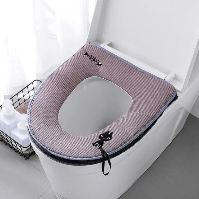 Embroidered Cat Toilet Seat Cover by Hera's Place
