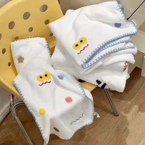 Embroidered Coral Fleece Bath Towel / Face Towel / Set (Various Designs) by Momoi