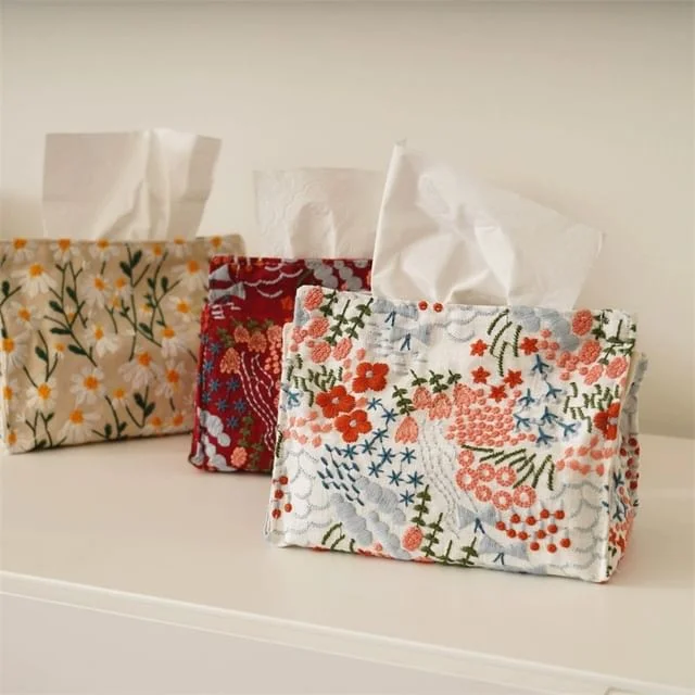 Embroidered Fabric Tissue Cover (Various Designs) by Home Simply