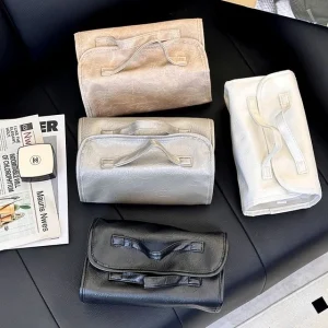 Faux Leather Rolling Makeup Bag by Lazy Corner