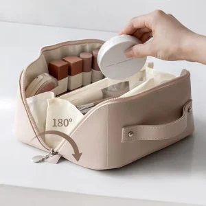 Faux Leather Travel Makeup Bag by Lazy Corner