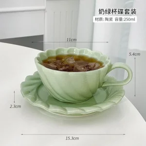 Floral Ceramic Drinking Cup with Saucer by Fun House