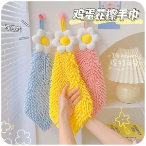 Floral Chenille Hand Towel with Hook / Set by Momoi