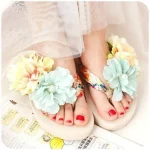 Flower Applique Flip Flops by Momoi
