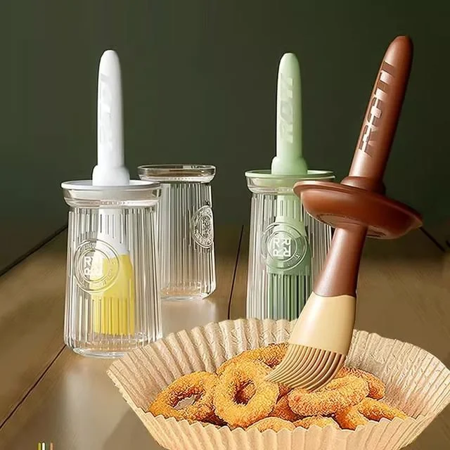 Glass Cooking Oil Bottle with Silicone Brush by Lazy Corner