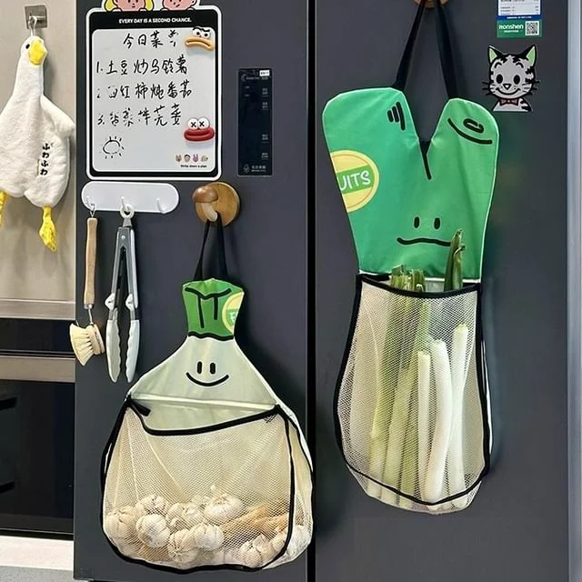 Green Onion Mesh Hanging Organizer with Adhesive Hook (Various Designs) by Lazy Corner