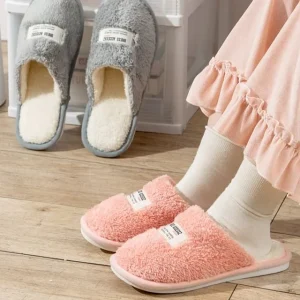 Lettering Applique Chenille Home Slippers by Home Simply