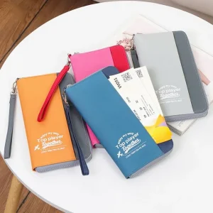 Lettering Color Block Travel Passport Bag by Evorest Bags