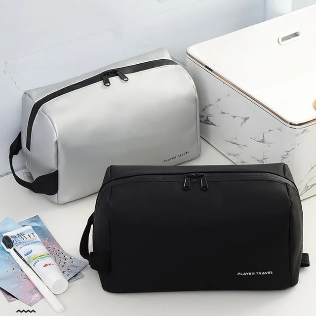 Lettering Faux Leather Wet Dry Toiletry Bag by Evorest Bags