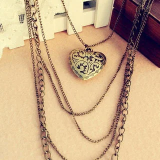 Multi-Chain Heart Pendant Necklace by Lazy Corner