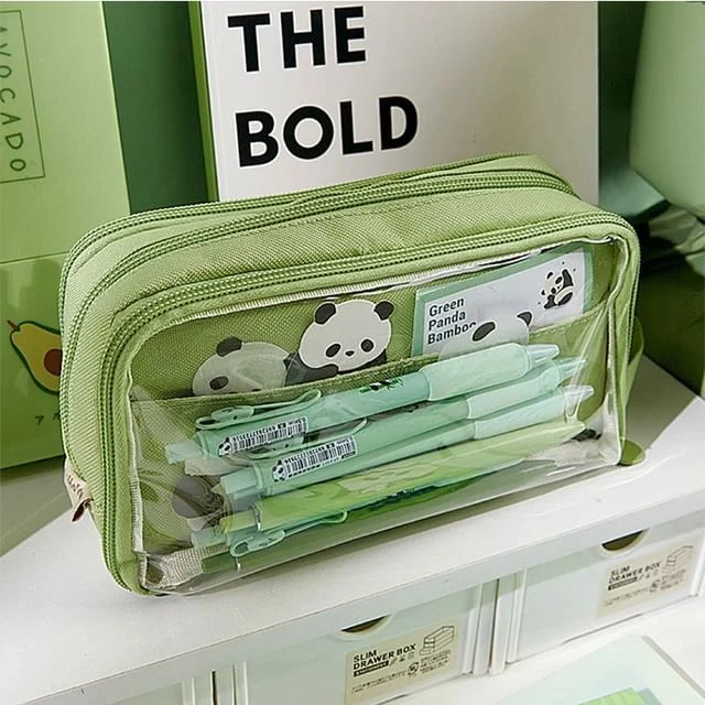 Panda Canvas Pencil Case / Brooch / Keyring / Binder Clip / Set by Fun House