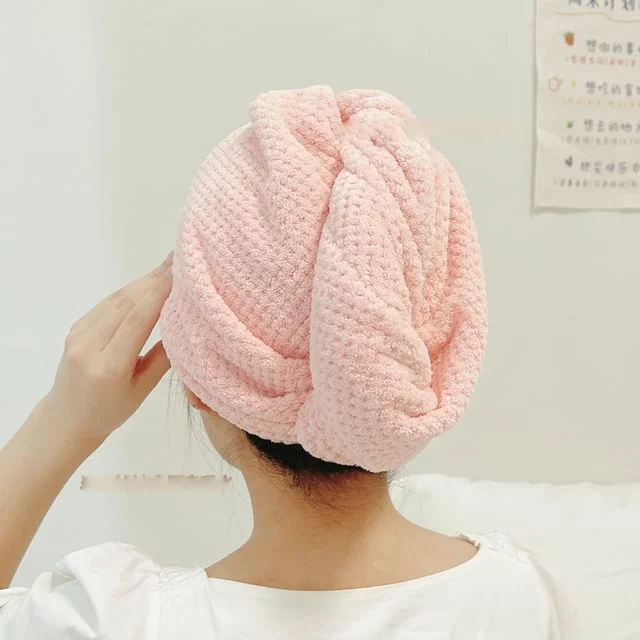 Plain Coral Fleece Hair Towel by Home Simply