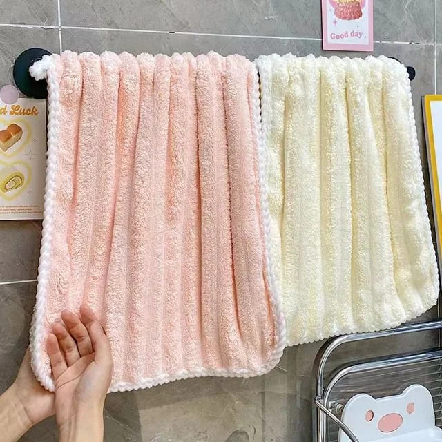 Plain Coral Fleece Hand Towel by Evora