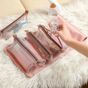 Plain Nylon Rolling Makeup Bag by Evorest Bags