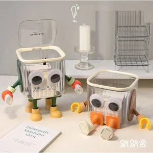 Plastic Desktop Trash Bin / Cartoon Adhesive Decoration / Trash Bag / Set (Various Designs) by Momoi