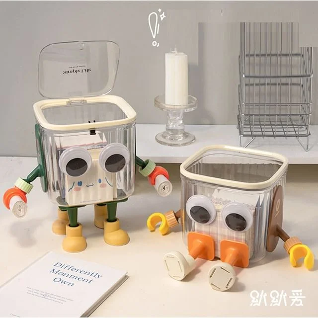 Plastic Desktop Trash Bin / Cartoon Adhesive Decoration / Trash Bag / Set (Various Designs) by Momoi