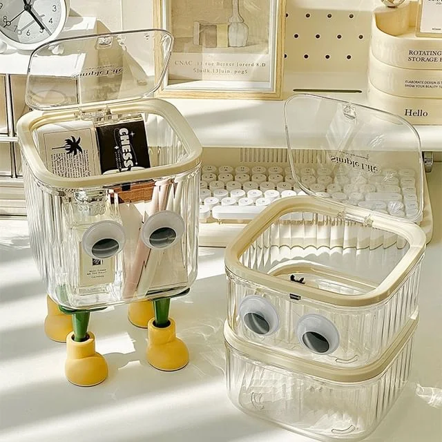 Plastic Desktop Trash Bin (Various Designs) / Cartoon Eye / Leg Adhesive Decoration by Fun House
