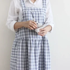 Pocket-Detail Checked Apron by Iswas