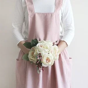 Pocket-Detail Shirred-Trim Apron by Iswas