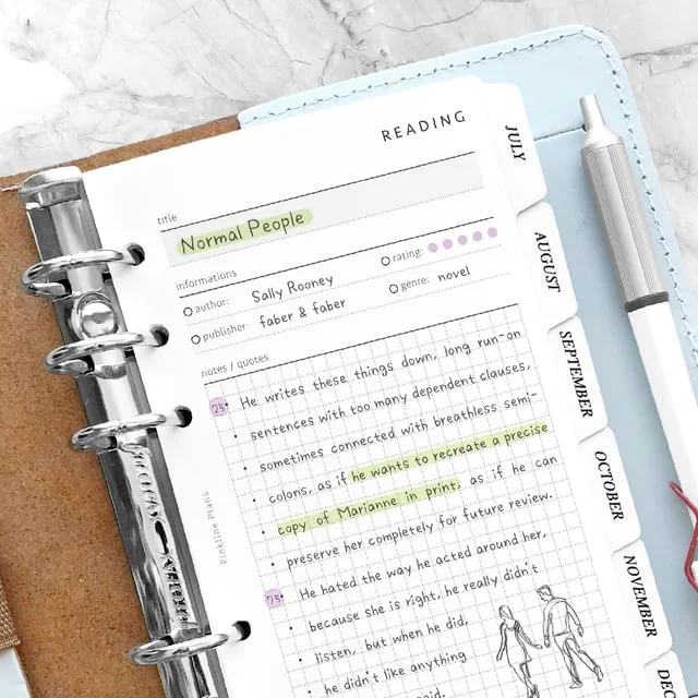 Reading Notebook / Grid Notes Planner Insert (A5 / A6 / A7) by Fun House