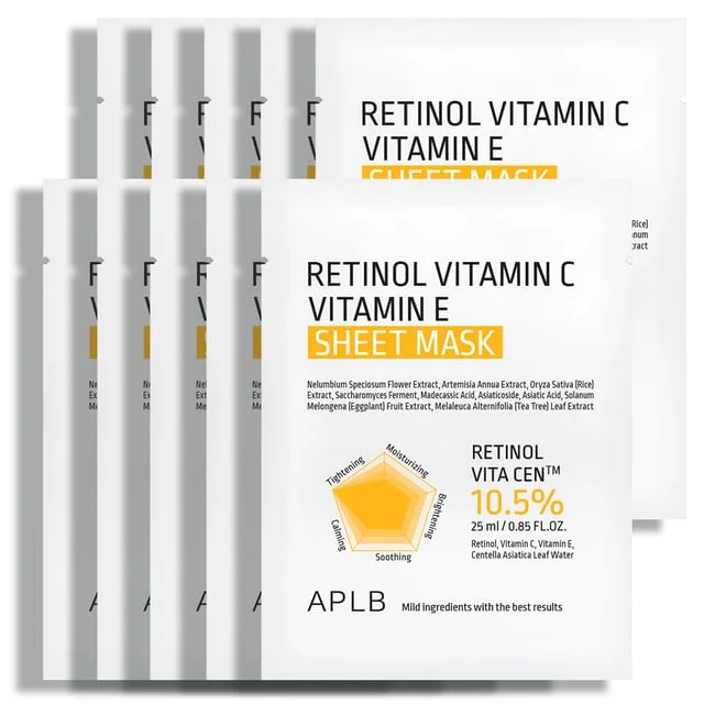 Retinol Vitamin C Vitamin E Sheet Mask Set by APLB