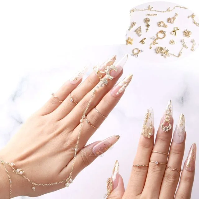 Rhinestone Chained Nail Art Decoration by Monoe