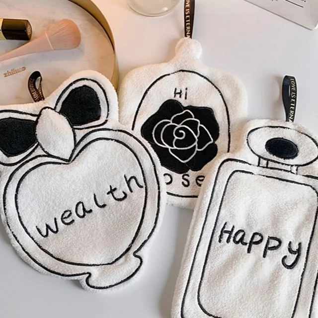 Rose / Fragrance Bottle / Hand Gesture Coral Fleece Hand Towel (Various Designs) by Home Simply