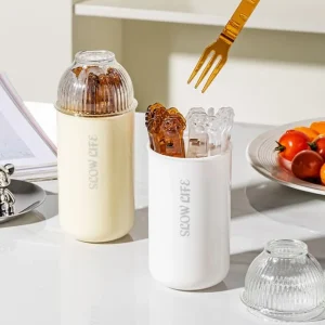 Set of 18: Plastic Fruit Fork with Case by Lazy Corner