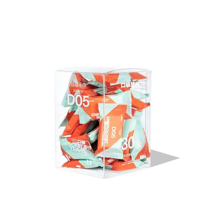 Set of 30: Disposable Compressed Travel Face Towel (Various Designs) by Home Simply