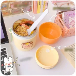 Stainless Steel Insulated Food Container (various designs) / Cleaning Brush / Set by Momoi