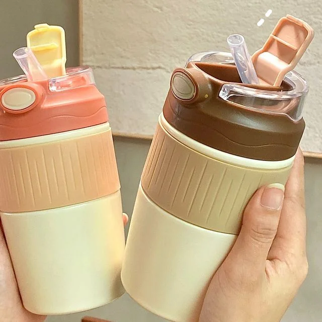 Stainless Steel Tumbler with Drinking Straw (various designs) by Fun House