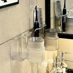 Textured Plastic Toothbrush Cup / Adhesive Toothbrush Holder / Set (Various Designs) by Momoi