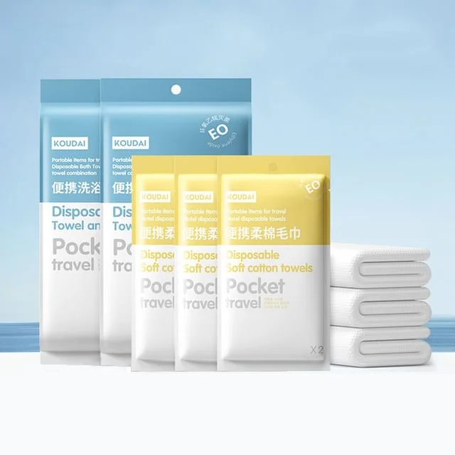 Travel Disposable Face Towel / Disposable Bath Towel / Compressed Bath Towel / Disposable Face Towel / Set (Various Designs) by Evorest Bags