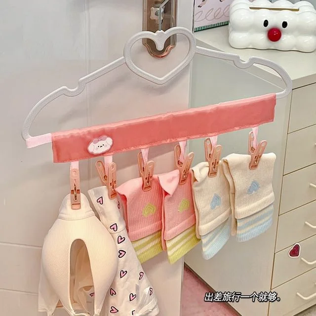 Travel Fabric Foldable Clothes Hanger with Peg / Brooch / Set (Various Designs) by Momoi